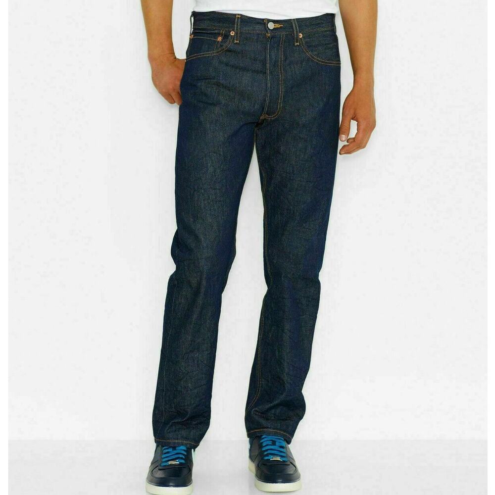 Levis 501 Mens Straight Leg Button Fly Jeans Size 36X34 Black Denim Minimalist